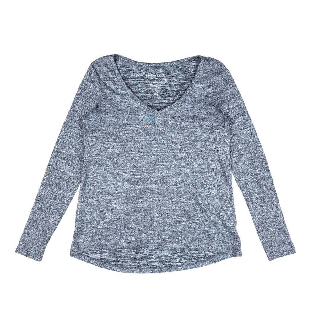 American Eagle Soft & Sexy Plush V‑neck Sweater Gray Women's Small‎